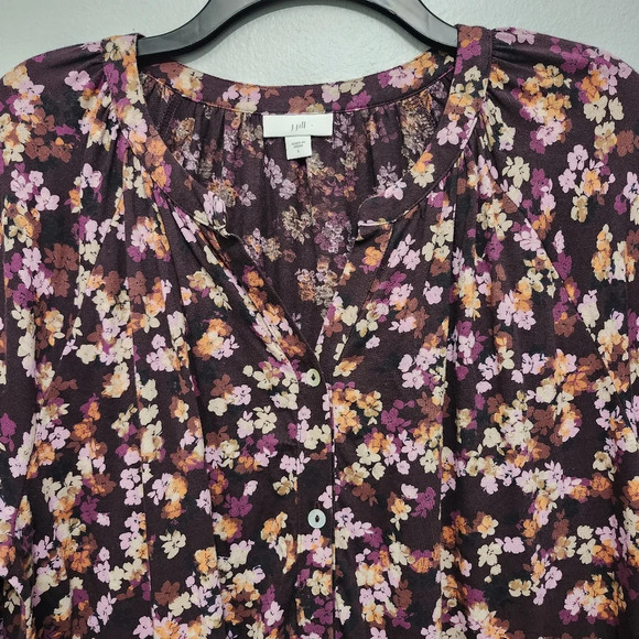 J.jill women's blouse top button-down floral size large - Picture 2 of 6